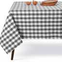 Gingham Buffalo Check 60"x84" Tablecloth 100% Cotton Washable Rustic Rectangle Table Cover Decorative for Gifts, Dining, BBQ, Buffet Parties & Camping - Grey