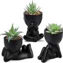 Der Rose 3pcs Fake Succulents Plants Artificial for Black Bathroom Bedroom Home Living Room Halloween Decor Aesthetic Indoor