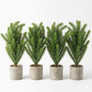 Suncalla 4 Pack Small Artificial Christmas Norfolk Pine Tree Rustic Table Decorations Centerpiece Indoor 14 Inch Faux Pine Trees with Pulp Flowerpot for Holiday Farmhouse Decor