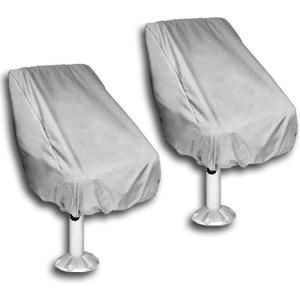 2 Pack Boat Seat Cover, Waterproof Heavy-Duty Weather UV Resistant Pontoon Boat Cover Seats Pedestal 210D Oxford Cloth Helm Chair Protective Covers (Light Gray 2pcs)