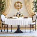 60 Inch White Round Tablecloth, 2 Pack Wrinkle Resistant 5ft Spandex Table Cover Circle, Washable Stretchy Table Cloth Round Cover for Banquet Wedding Birthday Dinner Party