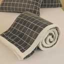 Sherpa Fleece Throw Blanket for Couch - Thick and Warm Bed Blanket Dual Sided,Soft Fuzzy Plush Throw Blanket,Twin Size 60x80 Inches (Checkered Light Grey)