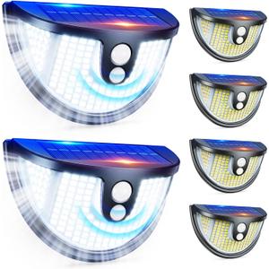 Solar Motion Sensor Lights Outdoor, 151 LED Super Bright Solar Lights 270 Angle,Wireless Security Wall Light with 2 Lighting Modes, IP65 Waterproof Solar Powered Fence Lights for Patio,Yard,Walkway, 6 Pack