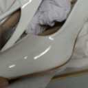 GENSHUO Women's Slingback Kitten Heel Pointed Closed Toe Stiletto Pumps Slip on Elastic Strap Wedding Party Dress Sandals Shoes (7, Patent White)