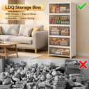 LDQ 170 Qt Large Storage Bins with Lids, 5 Tier Stackable Storage Cabinet with Wheels & Clear Doors, Foldable Plastic Closet Organizer for Bedroom, Bathroom & Kitchen, 5-layers