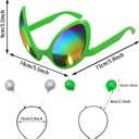 2 Pairs Alien Headband and Glasses, Alien Antenna Headband for Adult Women Space Theme Costume for Halloween Dress Up