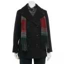 Plus Size TOWER by London Fog Scarf & Wool-Blend Peacoat S