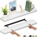 Ballucci Floating Shelves for Wall, 48" Wood Wall Shelf Set of 2, with Invisible Brackets for Bathroom, Living Room, Bedroom, Kitchen, Nursery, 8" Deep, White