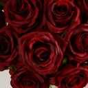 Kisflower 60 Pcs Burgundy Roses Artificial Flowers Bulk, Maroon Flowers Artificial Silk Roses with Stems for Decoration DIY Wedding Bouquet Bridal Shower Party Home Table Centerpieces Decor (Burgundy)