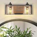 Vanity Lights for Bathroom Large 15.8", Farmhouse Rustic Vanity Light with Bubble Glass Shades, Brown 2 Light Bathroom Lighting Fixtures Over Mirror, Bath Wall Sconce Home Decor