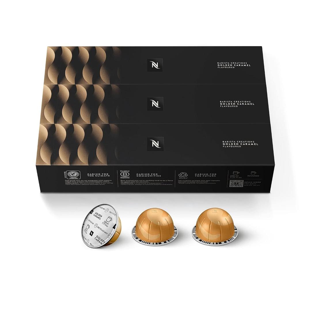 Nespresso Capsules Vertuo, Golden Caramel, Medium Roast Coffee, 30 Count Coffee Pods, Brews 7.8oz. Expiry: 01/31/27