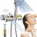 MakeFit Filtered Shower Head with Handheld Combo - Dual 2-in-1 Spa System with Massage Shower and 10 Modes Hand Held Shower High Pressure with Built in Power Wash Mode (Chrome)