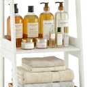 POBOMULI 3-Tier Bathroom Ladder Shelf Freestanding, White Floor Shelves Open Shelving Unit, Small Bookshelf Nightstand for Home Study Laundry Room (11.0”D x 12.6”W x 26”H)
