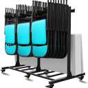Folding Chair Cart Holds 42 Chairs, 500-lb Capacity Heavy-Duty Folding Chair Rack with Locking Rubber Wheels for Churches, Banquets, and Weddings