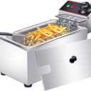 Deep Fryer Stainless Steel - Commercial Style Electric Fryer with Adjustable Thermostat, Rapid Heating & Oil Filtration Basket - Safe for Home Kitchen (Chips/Chicken/Donuts), 3L