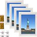4 Pack 12x16 Picture Frame Wood Diamond Painting Frames 30x40cm Diamond Art Frame Display 10x14 in/ 25x35cm with Mat or 12x16 in/ 30x40 cm Without Mat Photo Gallery Frame Set for Wall Hanging - White
