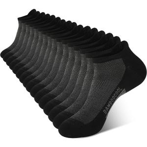 BAMBOO COOL Men's Ankle Socks Athletic Cushioned Moisture Wicking, Running Socks Arch Support Breathable, Heel Tab 8 Pack (Medium)