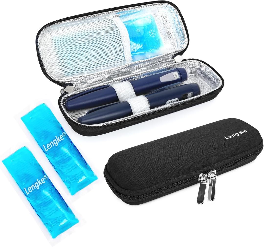 YOUSHARES Portable Insulin Cooler Travel Case - TSA Approved Diabetic Medication Cooling Bag, EVA Insulated Organizer for Epi Pens, Refrigerated Diabetes Supplies Carrying Storage Kit with 2 Ice Pack