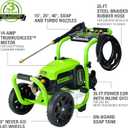 Greenworks Pro Brushless 3000 PSI (CSA Certified) 2.0 Max / 1.1 Electric Pressure Washer (Rugged Steel Frame, 25 Hose, 35 GFCI Power Cord)