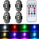 4PCS Wireless LED Strobe Lights with Remote Control, 8 Colors Rechargeable Led Lights Anti-Collision LED Emergency Warning Lights for Car Motorcycle Bike Drone Aircraft