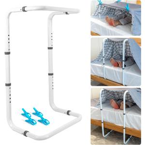 Blanket Lifter for Feet, Bed Cradle for Foot of Bed Adjustable Height, Blanket Lift Bar for Toes Leg Knee Ankle Post Surgery Recovery Bed Rails, Sheet Raiser Foot Tent for End, Included 4 Clips