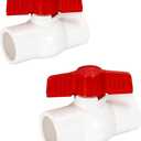 2 PCS 1-1/2 Inch PVC Ball Valve, Water Shut Off Valve for Plumbing