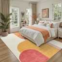 DCX Abstract Washable 10x12 Rug, Non Slip Low Pile Rug, Orange & Yellow