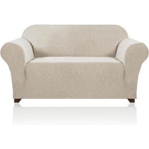 PrinceDeco Stretch Loveseat Sofa Cover Slipcover Couch Cover for 2 Cushion Sofa Washable Sofa Cover for Pets Friendly Furniture Protector Covers with Non Slip Bottom(Loveseat, Island Fossi)
