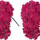 HyeFlora Artificial Flowers for Outdoors, 2pcs Faux Silk Pansies Flowers UV Resistant Fake Hanging Flower Plants for Outside Planters Porch Yard Patio Window Box (Rose)