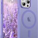 SUPFINE Magnetic for iPhone 15 Pro Max Case (Compatible with MagSafe) (Military Grade Drop Protection) Slim Translucent Matte Shockproof with Anti-Fingerprint Phone Case, Purple