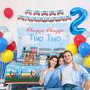 Chugga Chugga Two Two Party Decorations,Train 2nd Birthday Party Supplies, 2nd Birthday Decorations for Boys Include Banner, Tablecloth, Balloons, Cake Topper, Train Birthday Supplies