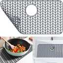 Sink Protectors for Kitchen Sink 12"13"16"18"19"24"26"28"29"30",Silicone kitchen sink mats protector for bottom of farmhouse sink(26"x14"Rear Drain Gray)