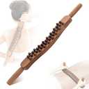 Goodtar Guasha Wood Stick Tools Wooden Therapy Scraping Lymphatic Drainage Massager, Double Row 34 Beads Point Treatment Gua Sha Tools for Back Leg, Anti-Cellulite and Pain Relief(Two Row,34 Beads)