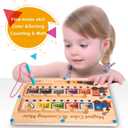 Poycuna Magnetic Color and Number Maze Board Wooden Montessori Fine Motor Skills Toys for 3 4 Year Old Preschool Learning Activities Classroom Must Haves Sorting Travel Toys for Toddlers Boys Girls