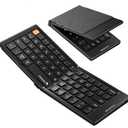 ProtoArc Foldable Compact Keyboard, XK04 Portable Bluetooth Keyboard with PU Leather Cover, Pocket-Sized Wireless Travel Keyboards for iPad, iPhone, Smartphone, Tablet and Laptop - Black