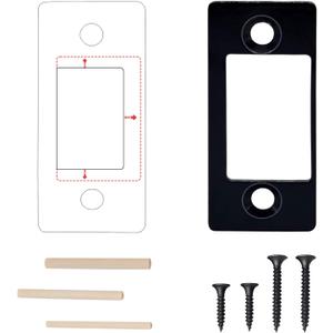 2 Pack Deadbolt Strike Plate Door Backplate, Large Hole and Narrow Edge Frame Striker for Door Latch with Screws and Repair Wood Strips, Repair Deadbolt Misalignment/Stuck/Sticked (Black)