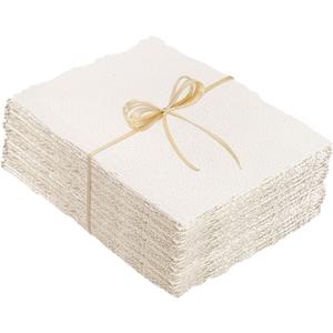 100 Sheets Watercolor Paper 5 x 7inch, 300 GSM Deckled Edge Paper Rough/Textured Handmade Paper for Watercolors, Wedding Invitations, Cards, Crafts