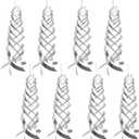 Spiral Reflective Bird Repellent Device 8Pcs, 17.8 Inch Silver Bird Deterrent Hanging Ornament, Wind-Activated Rotating Reflector, for Garden, Yard, and Balcony Window Bird Control
