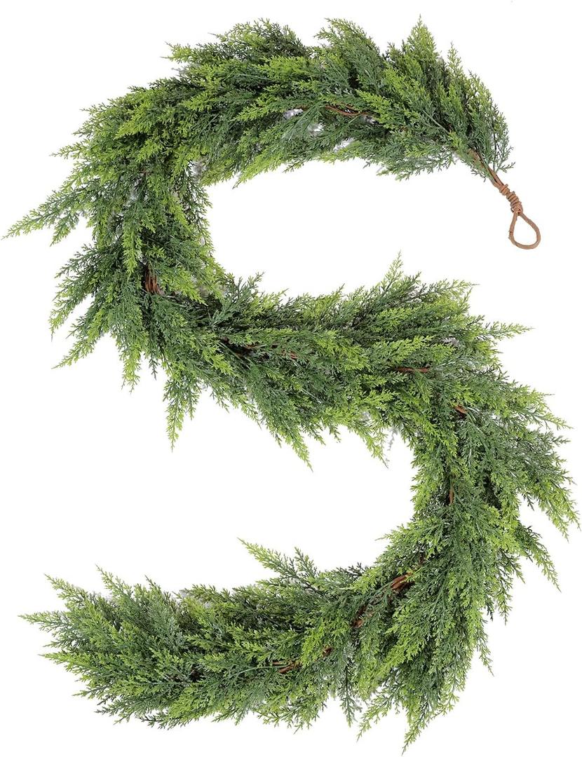 WBHome Real Touch Juniper Garland for Christmas Holiday Seasonal Outdoor/Indoor Home Decor, 6FT Long