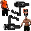 Weight Lifting Straps with D Rings, 2 In 1 Heavy Duty Gym Wrist Straps for Men, 8mm Neoprene Padded Non-Slip Lifting Wrist Straps for Weightlifting, Deadlifting, Cable Machine Workouts & Pull-Ups
