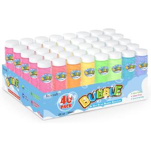 INSCRAFT 40 Pack Bubbles Solution Bulk, Party Favors for Kids Adults, 8 Colors Bottles with Wands for Birthday, Summer Toy, Weddings, Outdoor Activity, Refill for Bubbles Machine Blower