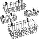 4 Pack Large Size Slatwall Baskets Set, Ventilated Metal Hanging Storage Slat Wall Basket, Mounted Slatwall Accessories for Garage Storage Organizing Display on Slatwall Panels bins (Black)