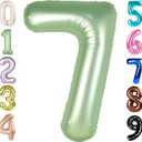 2 x 7 Balloon Numbers 40 Inch, 6 7 Birthday Decorations, Olive Green Seven Birthday Decor, 7 17 27 70 Year Old Balloon Number for Engagement, Wedding, Graduations