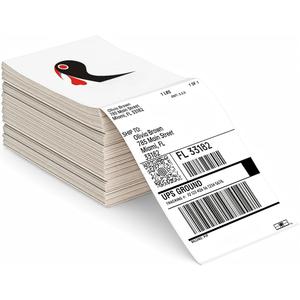4x6 Thermal Labels 500/Stack, HUOJI Shipping Thermal Labels 4x6 Fanfold Compatible with Rollo, Zebra, MUNBYN Printers (Commercial Grade)