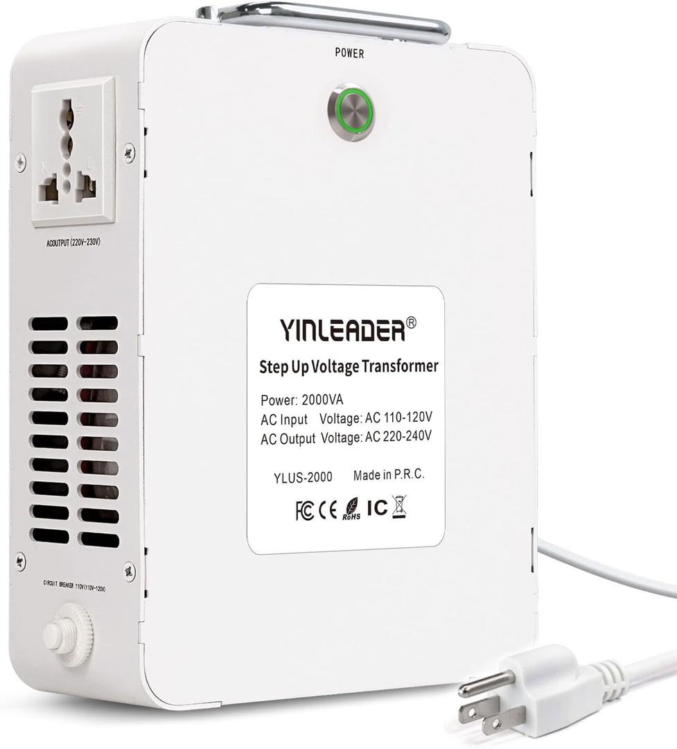 Yinleader Step Up Transformer 110v to 220v 2000w Voltage Converter Using 220/230/240 Volt European Asian Appliances in The USA