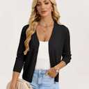 GRACE KARIN Womens Lightweight Cardigan Sweaters Trendy Button Up V-Neck Knit Cardigans Shrug Spring Fashion Clothes (Black, L)