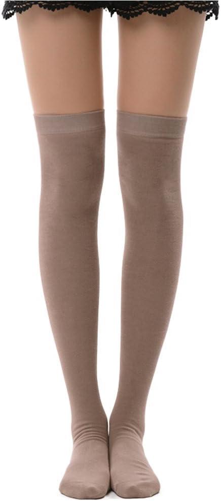 MK MEIKAN Opaque Tan Thigh High Socks Women, Cosplay Women's Girls' Over Knee High Socks Gifts Long Socks Halloween Costumes for Women 1 Pairs, Tan