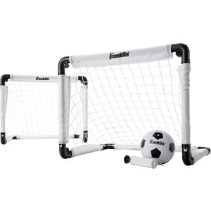 Franklin Sports Kids Mini Soccer Goal Set - Backyard/Indoor Mini Net and Ball with Pump - 22" x 17" Goal Size, White/Black