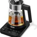 Electric Tea Kettle with Infuser 1.7L Glass Electric Kettle with Temperature Control Automatic Shut Off 12H Keep Warm for Tea Coffee Water Heater, Black
