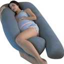 Pharmedoc Pregnancy Pillows, U-Shape Full Body Pillow - Solid – Cooling Removable Cover Dark Grey – Pregnancy Pillows for Sleeping – Body Pillows for Adults, Maternity Pillow and Pregnancy Must Haves